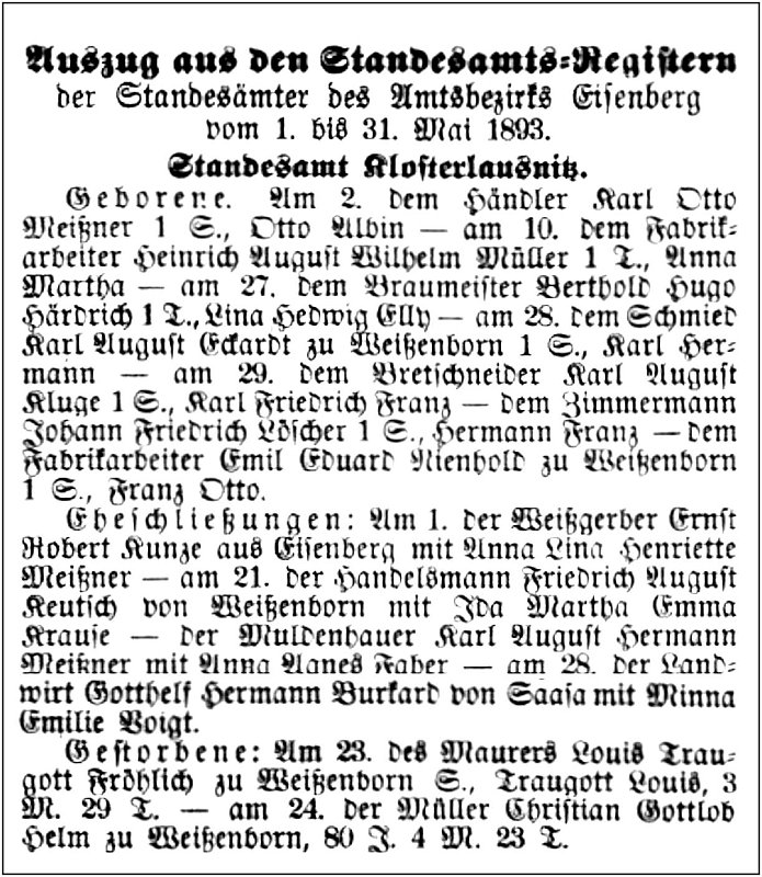 1893-05-31 Kl Standesamtsregister